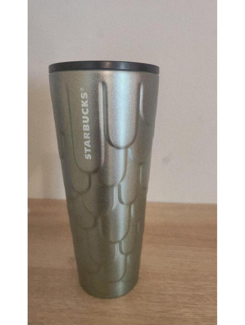 Starbucks 24oz 710ml Metallic Teal Green Scale Pattern Cold Drink Tumbler Mug